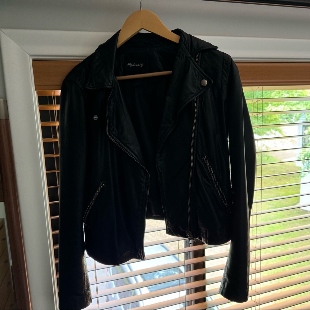 Madewell Washed Leather Motorcycle Jacket sz S